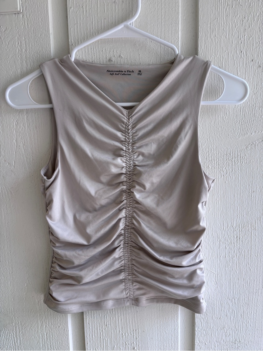 Abercrombie & Fitch Ruched Tank Top - Taupe